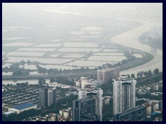 Shenzhen River, bordering Hong Kong in the South, from Shun Hing Square. 